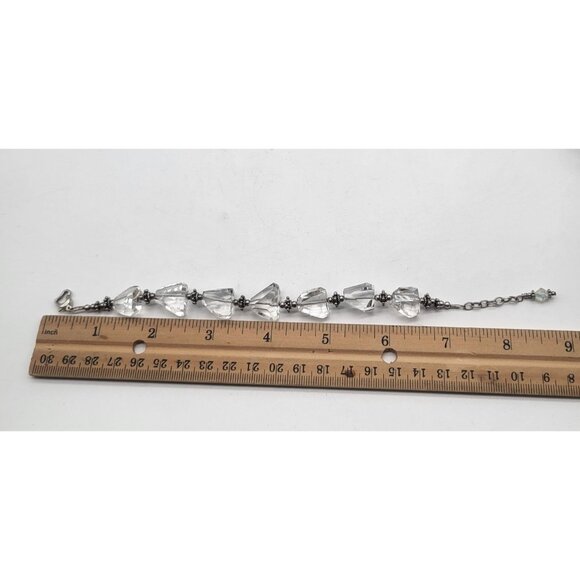 Chunky Asymmetrical Clear Quartz? Bracelet Sterling Silver 925 Heart Clasp - Picture 8 of 9